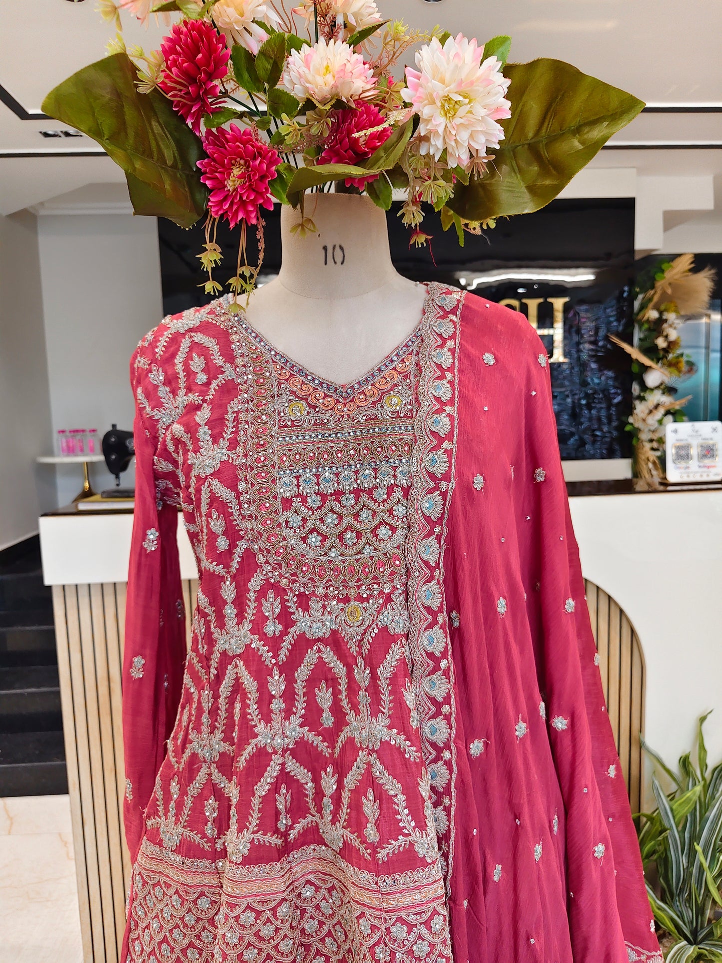 Hot Pink Chinon Sharara Set