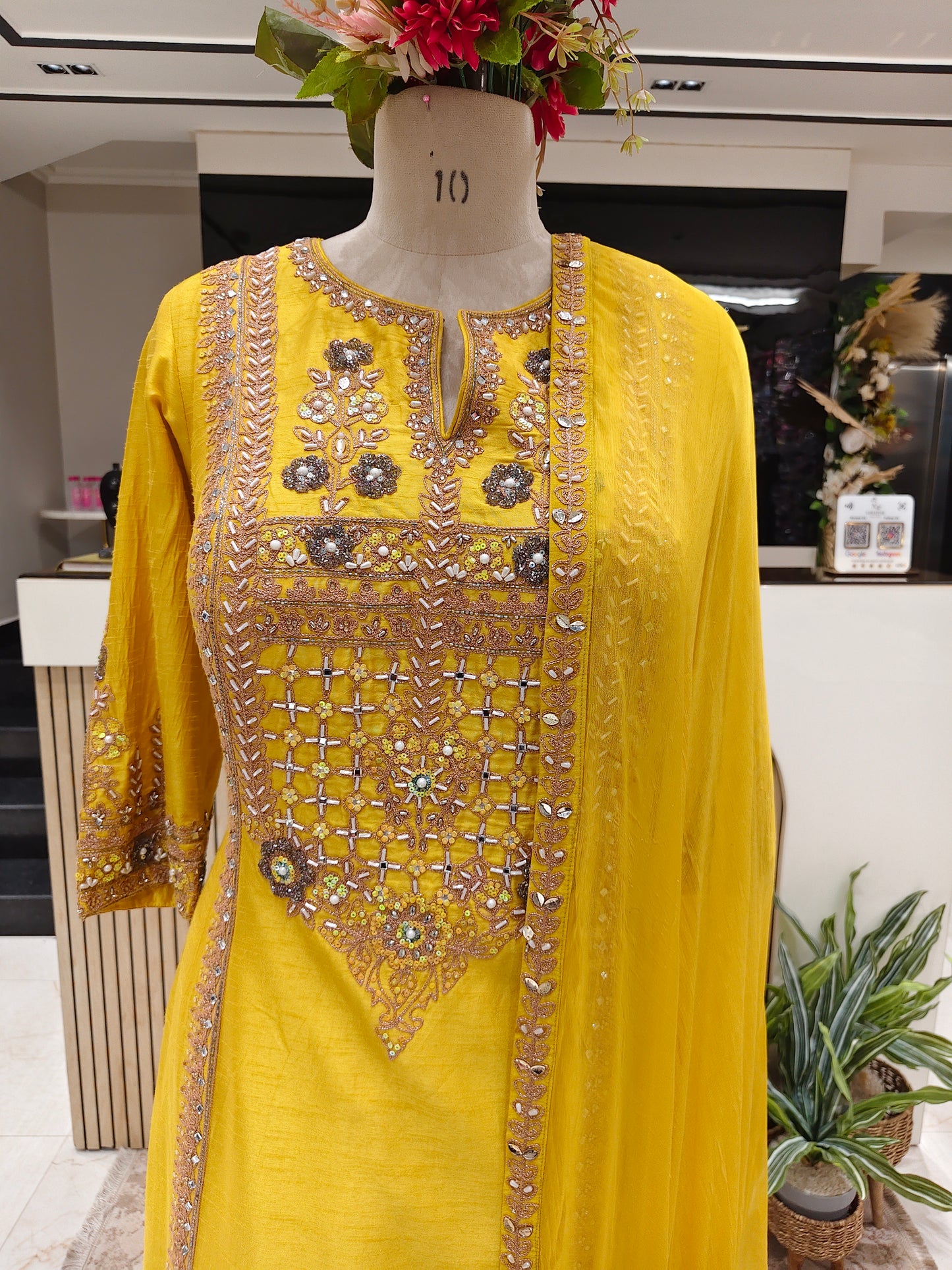 Mustard Dola Silk Sharara Set