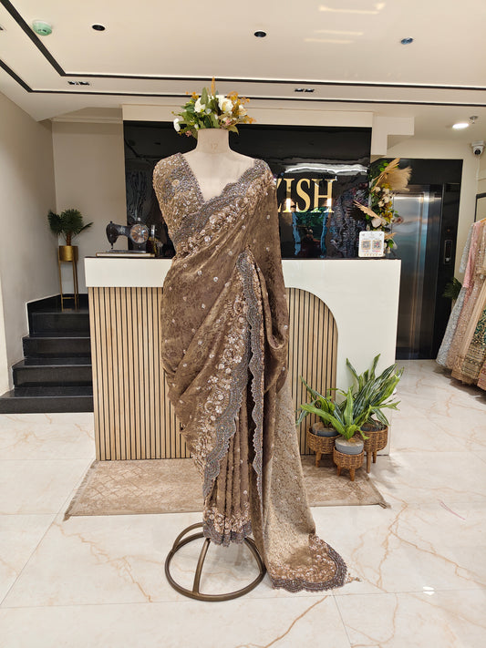 Rose Gold Tissue Saree