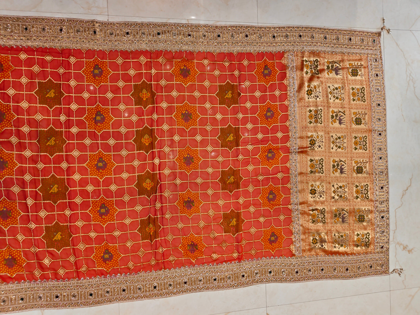 Orange Handwork Georgette Saree