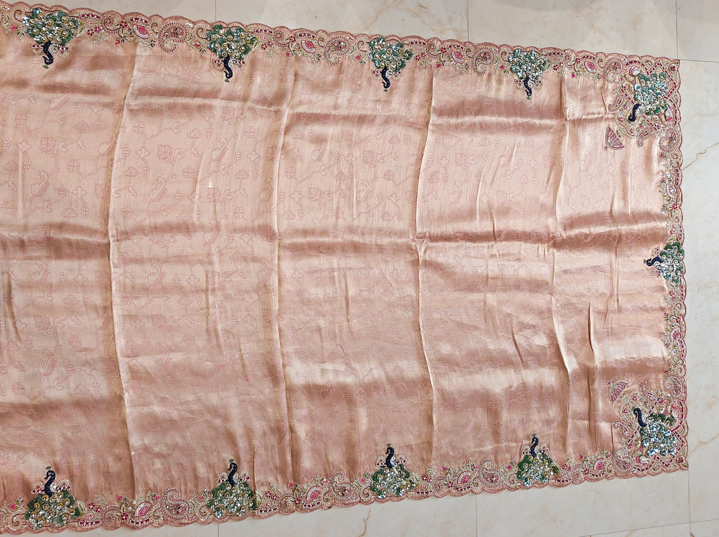 Baby Pink Jacquard Tissue Saree