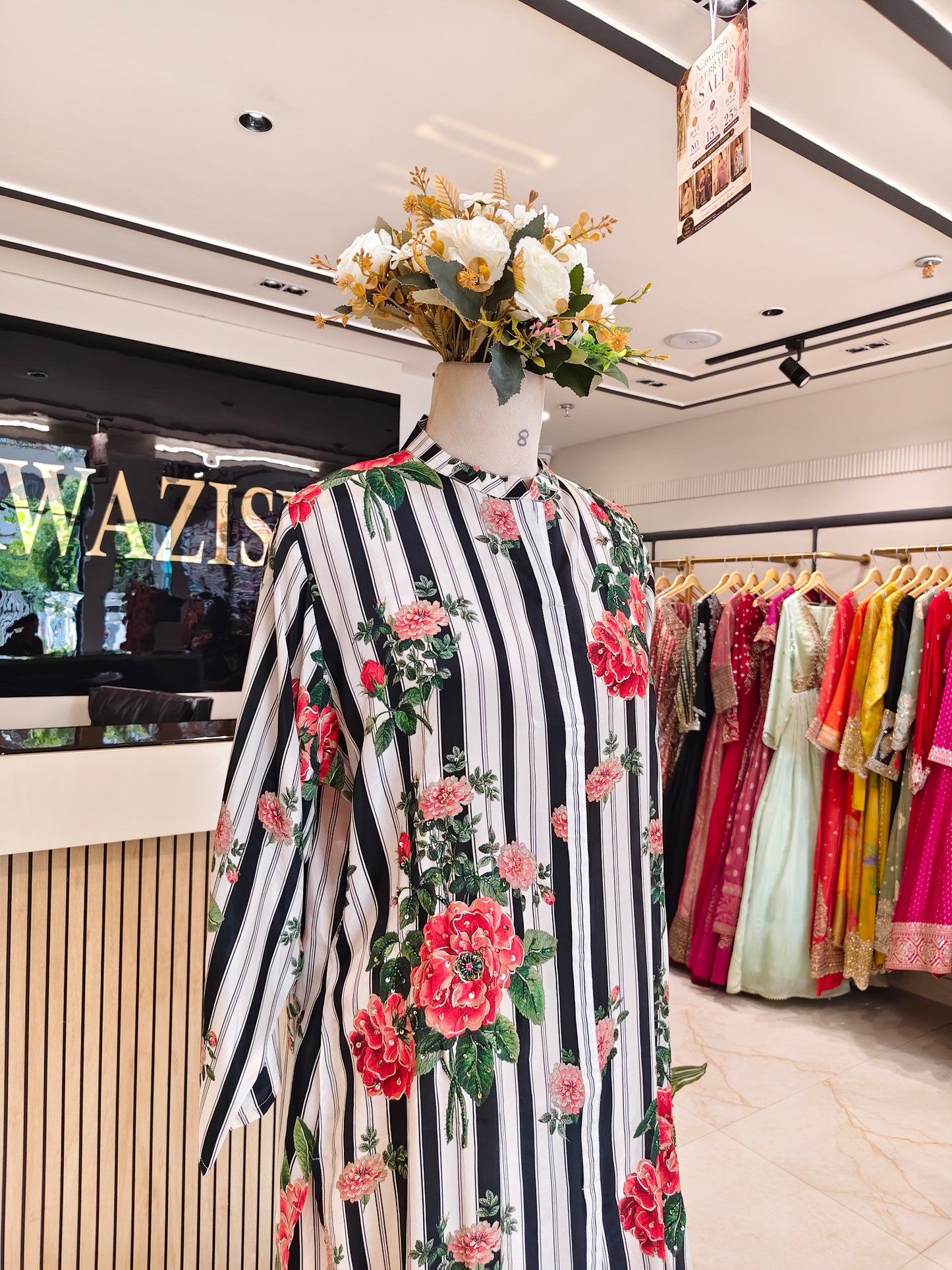 Off White & Black Crepe Co-ord Set