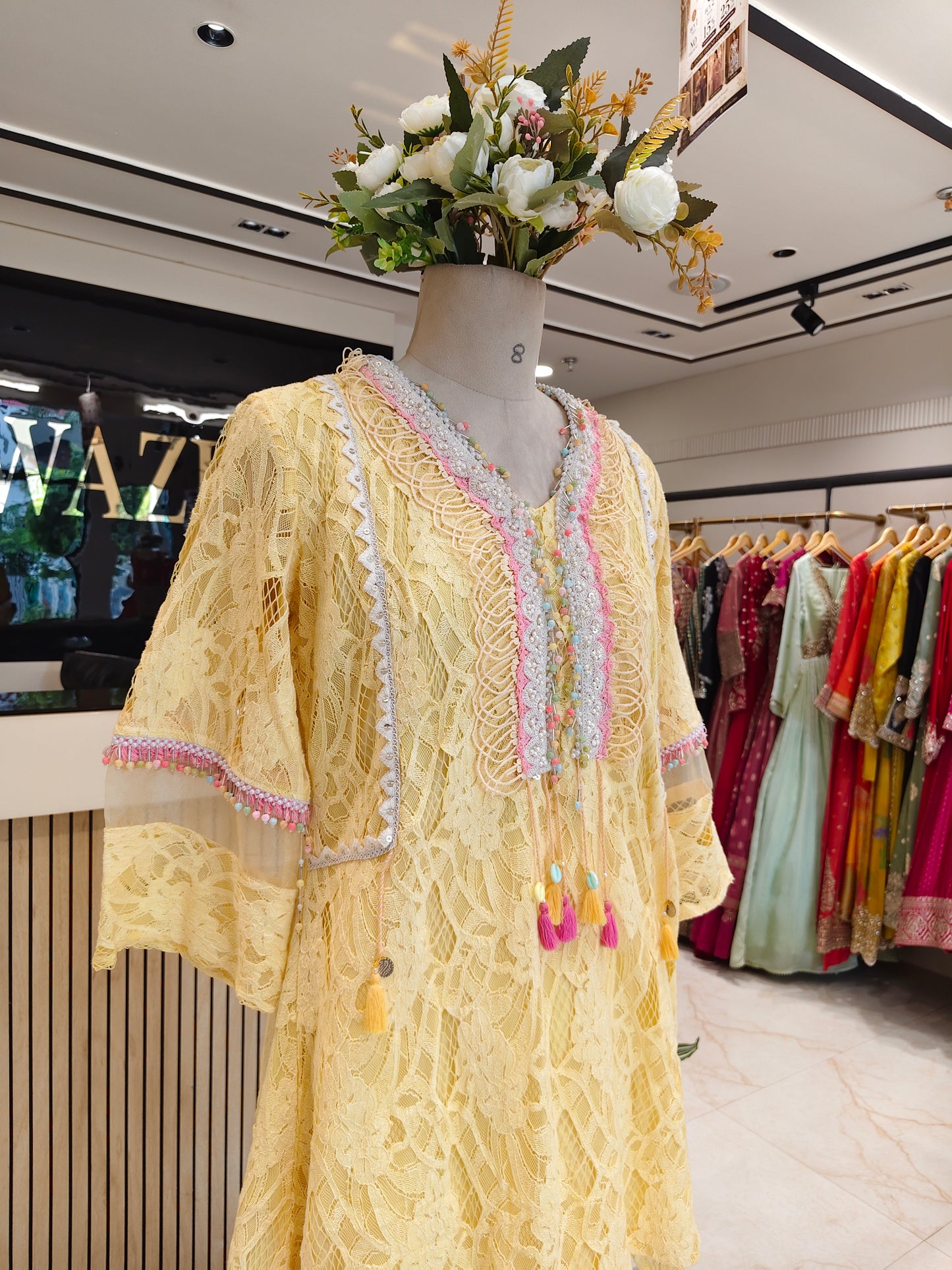 Yellow Net Co-ord Set