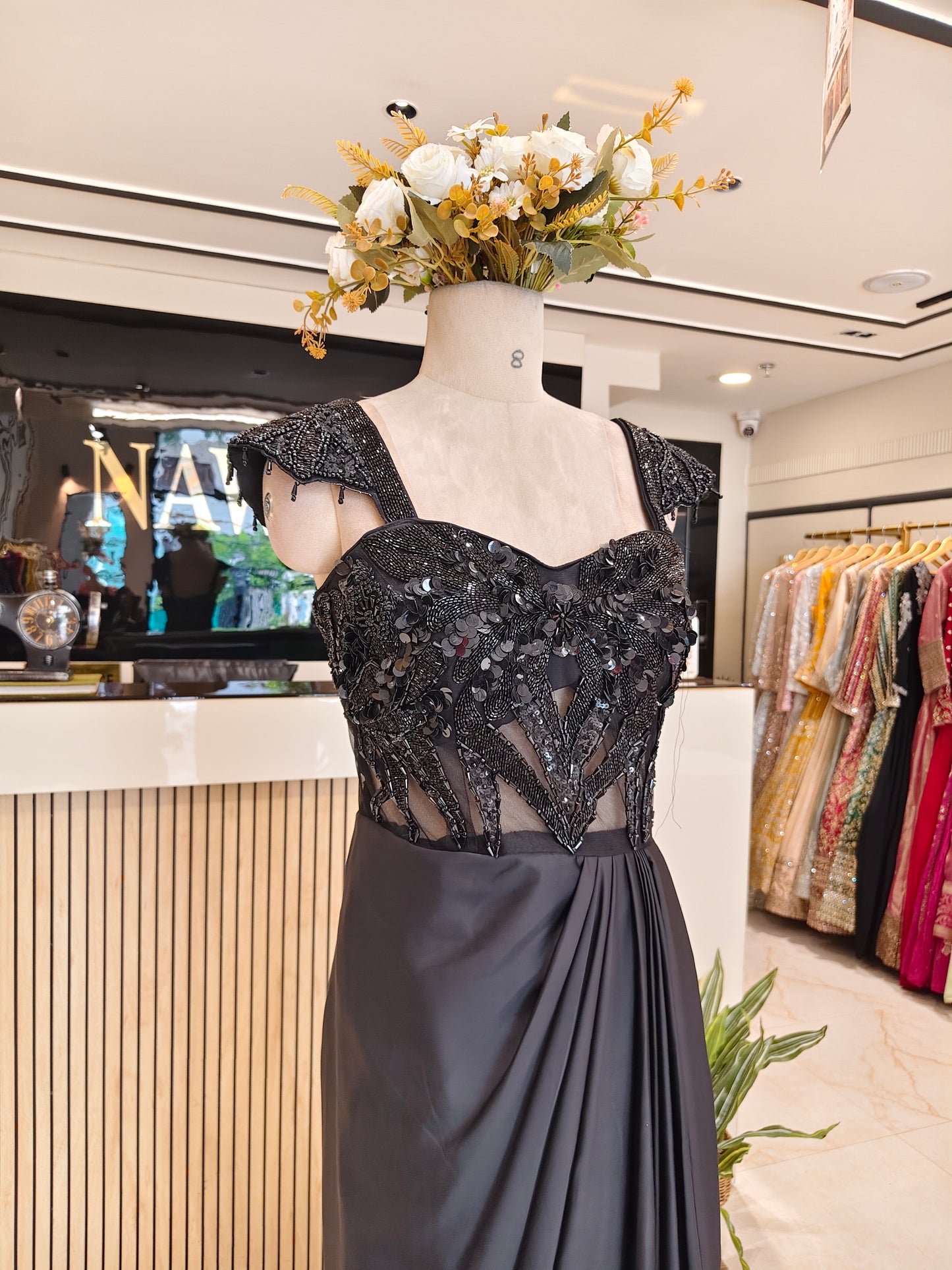 Black Satin Designer Gown