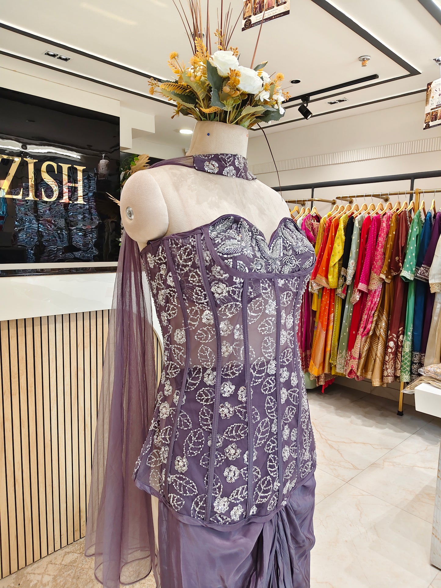 Purple Net Lycra Co-ord Set
