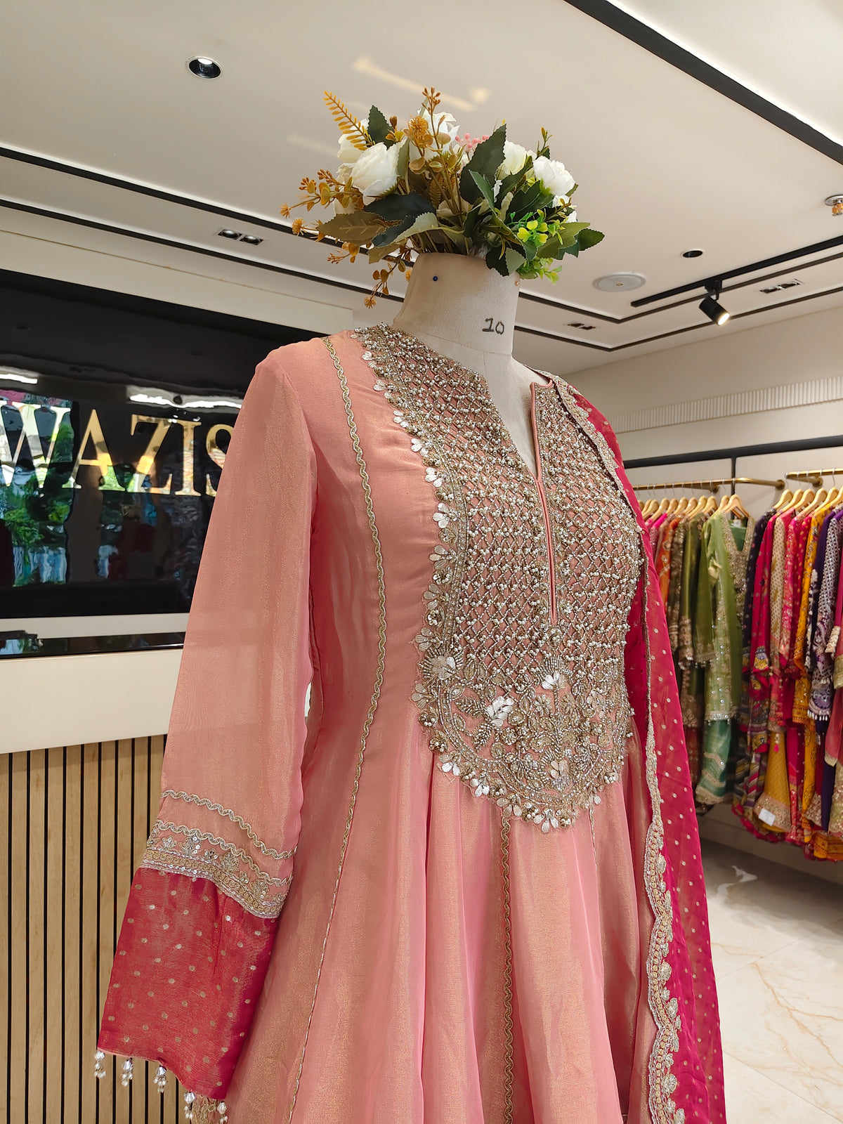 Baby Pink & Hot Pink Short Anarkali Garara Set