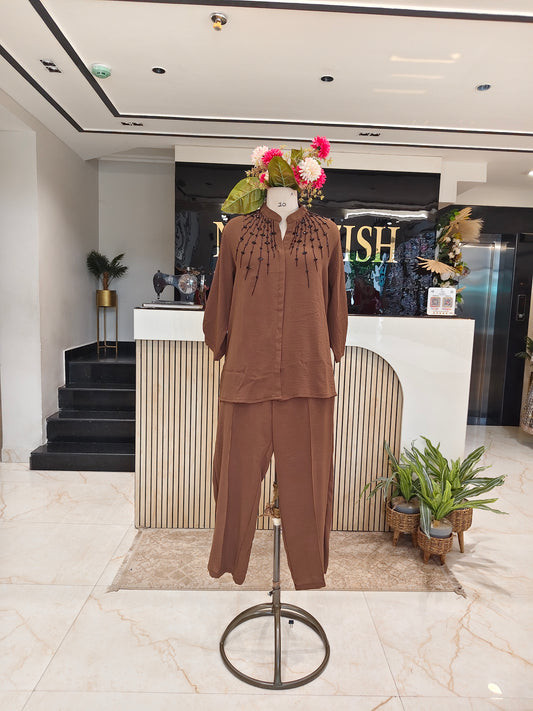 Brown Lycra Co-ord Set