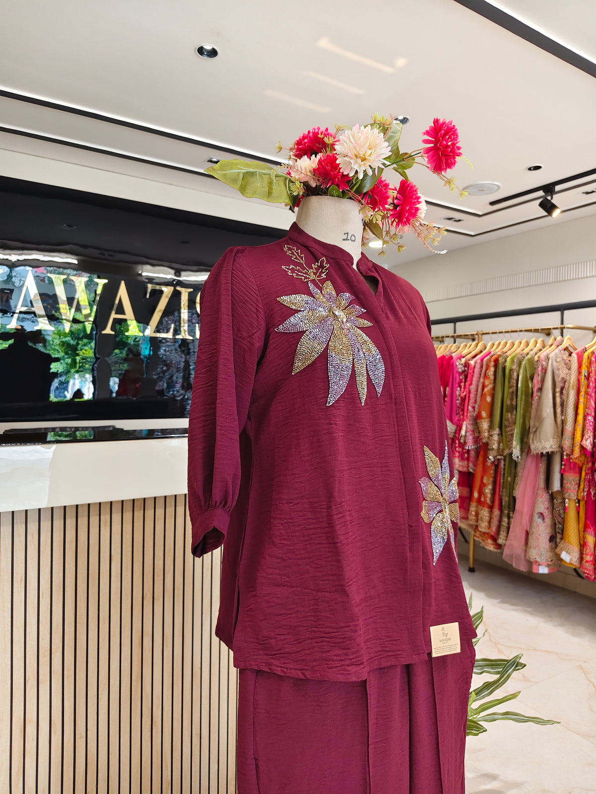 Maroon Lycra Co-ord Set