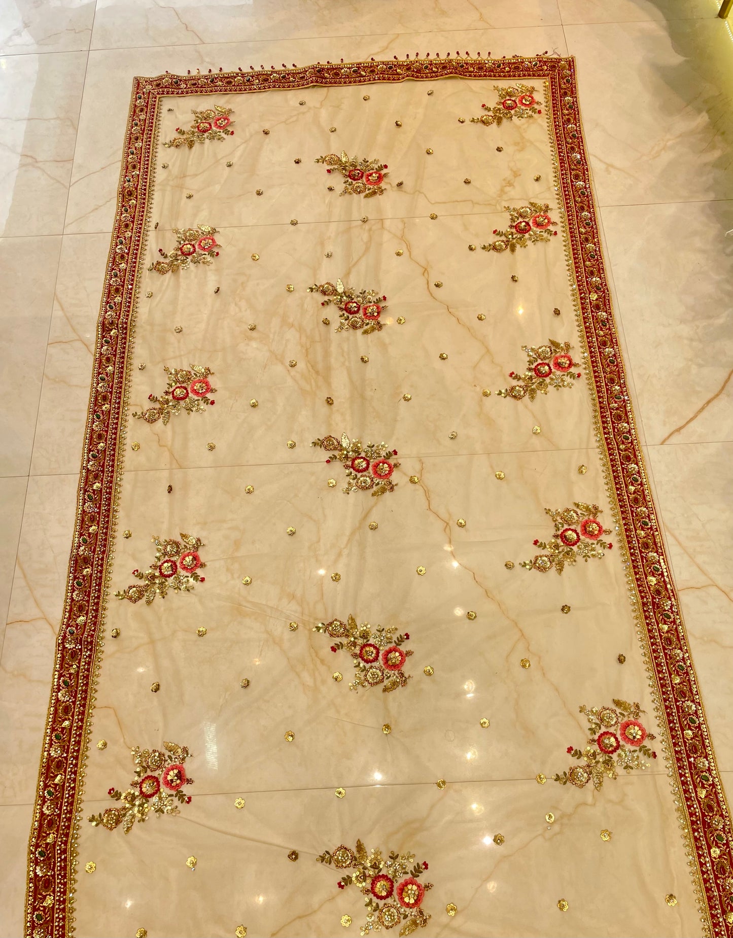 Maroon & Golden Net Saree