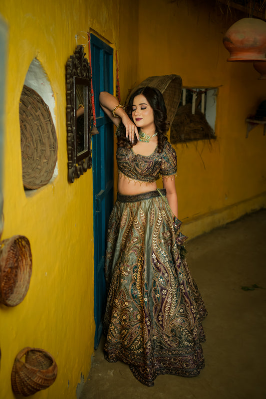 Minty green lehenga