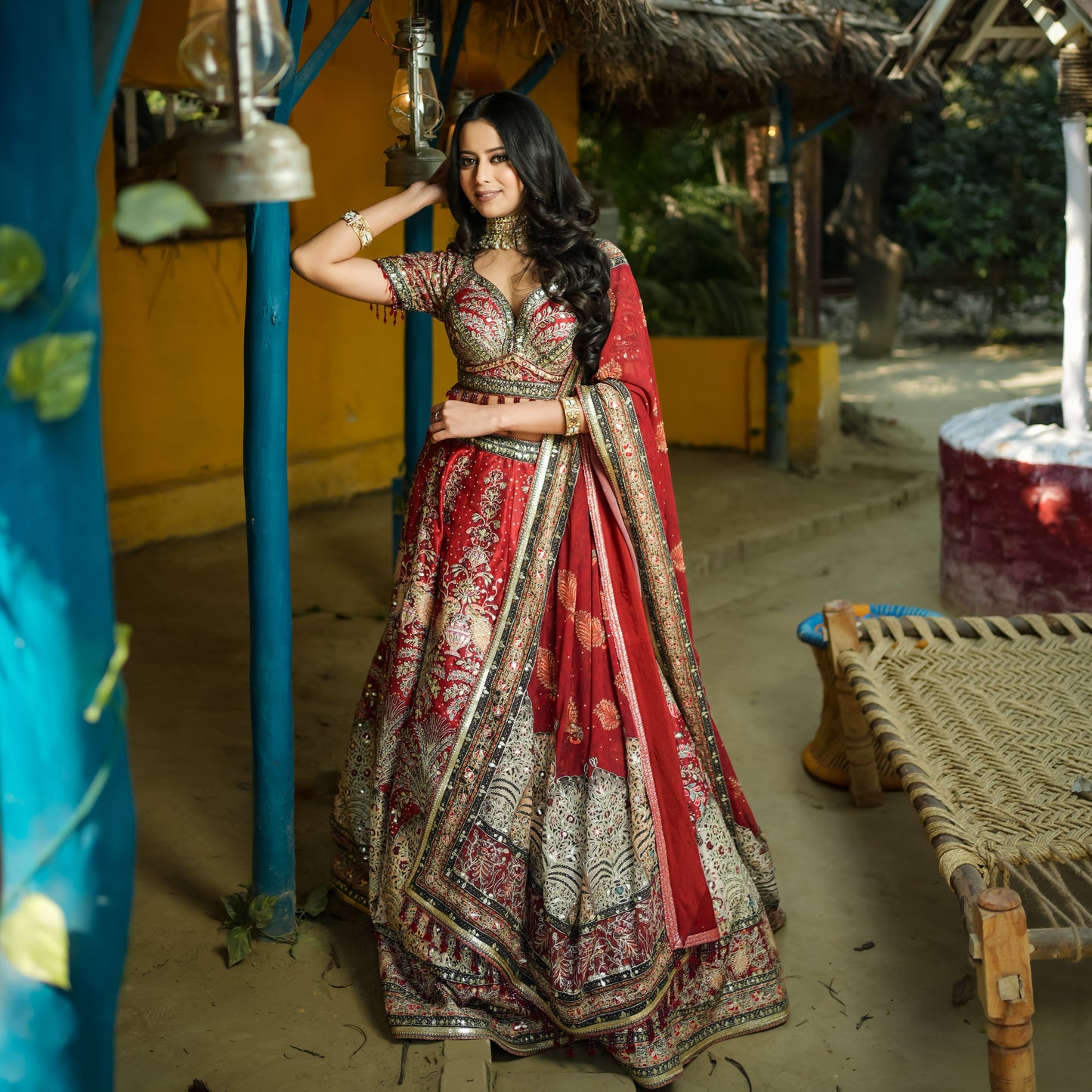 Tropical Red Lehenga
