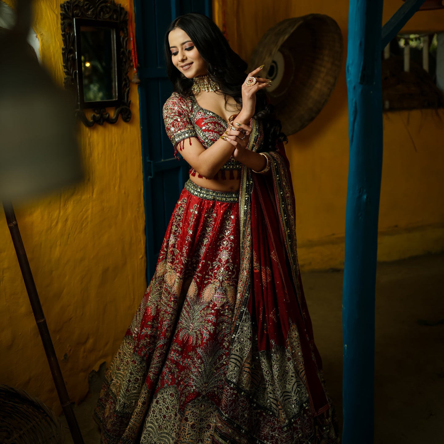 Tropical Red Lehenga