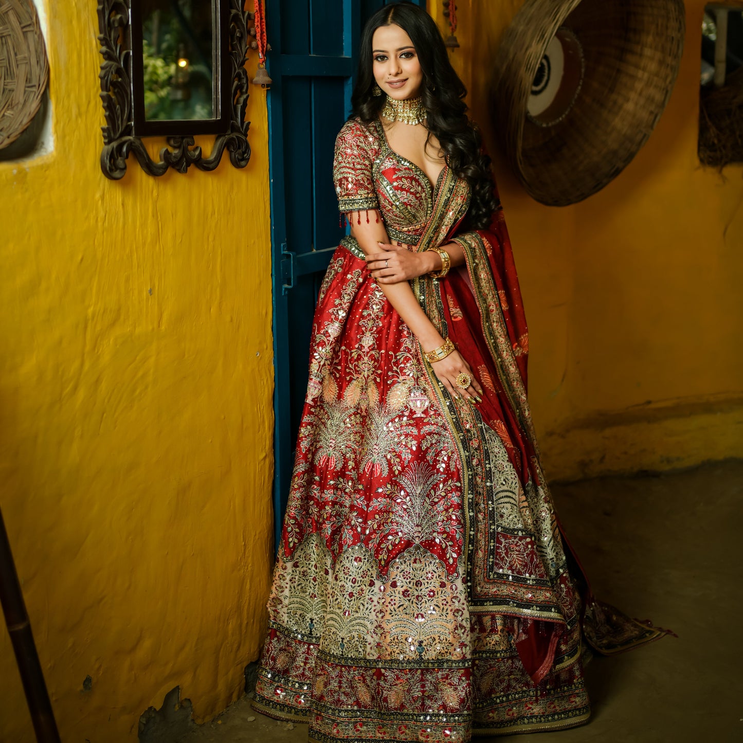 Tropical Red Lehenga