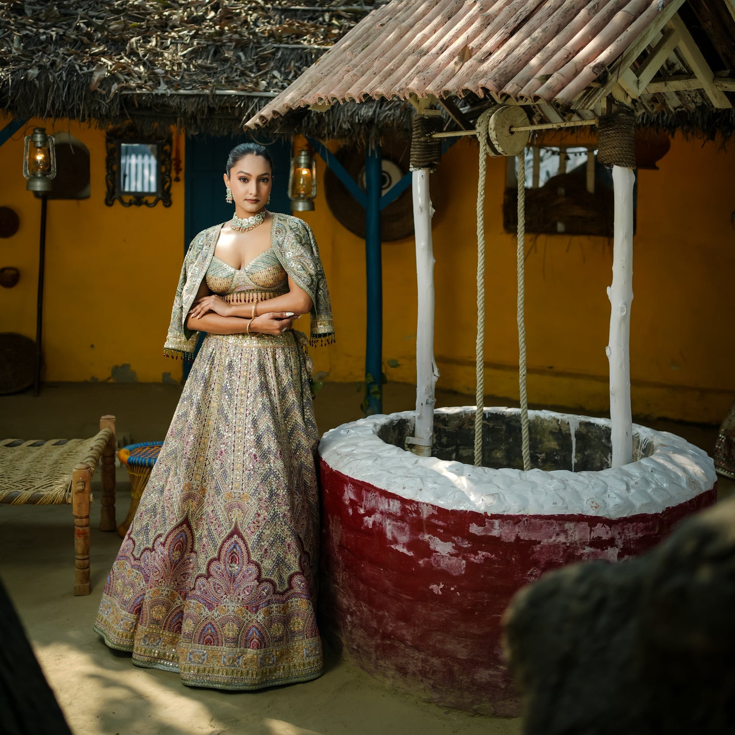 Sea Green Jacket Lehenga