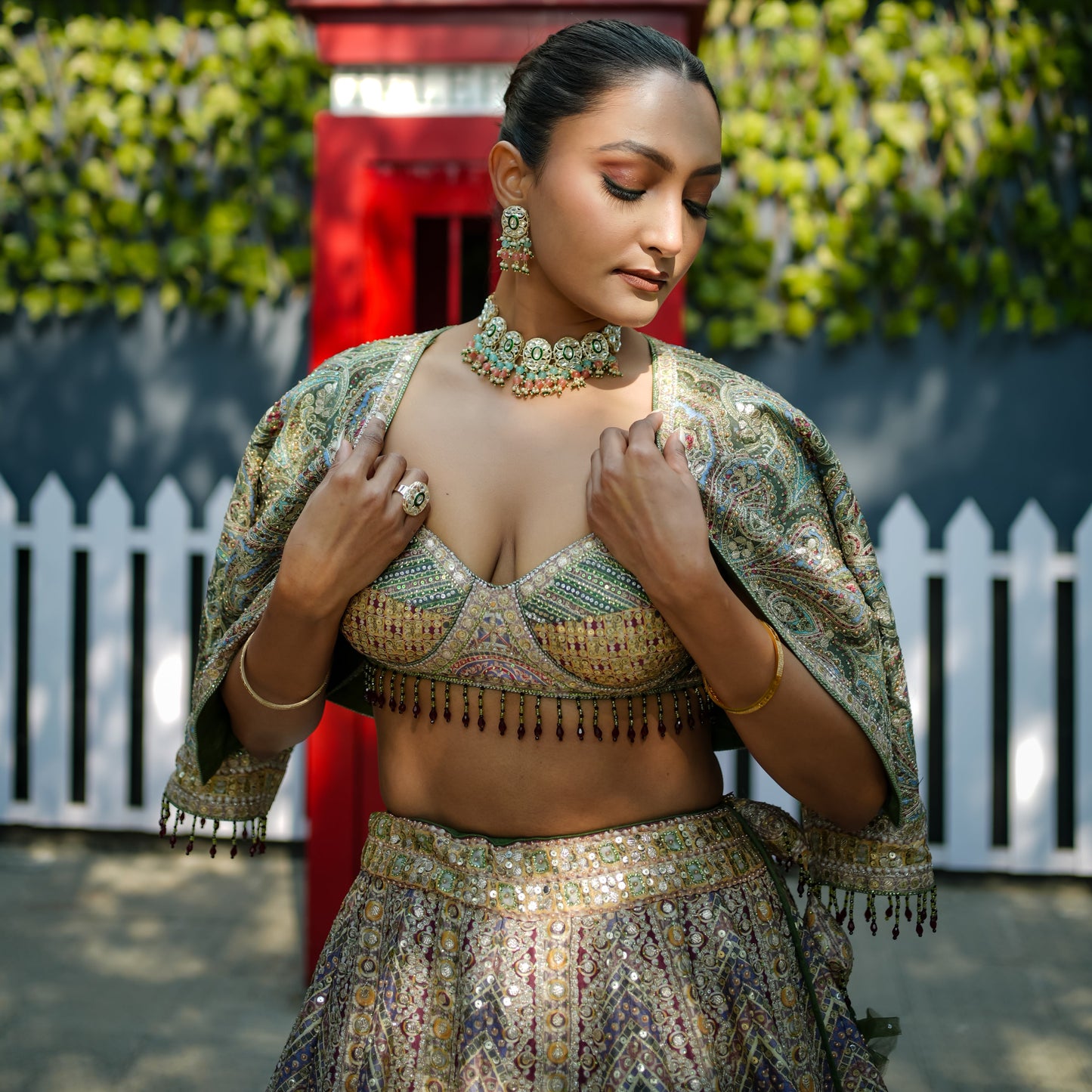 Sea Green Jacket Lehenga