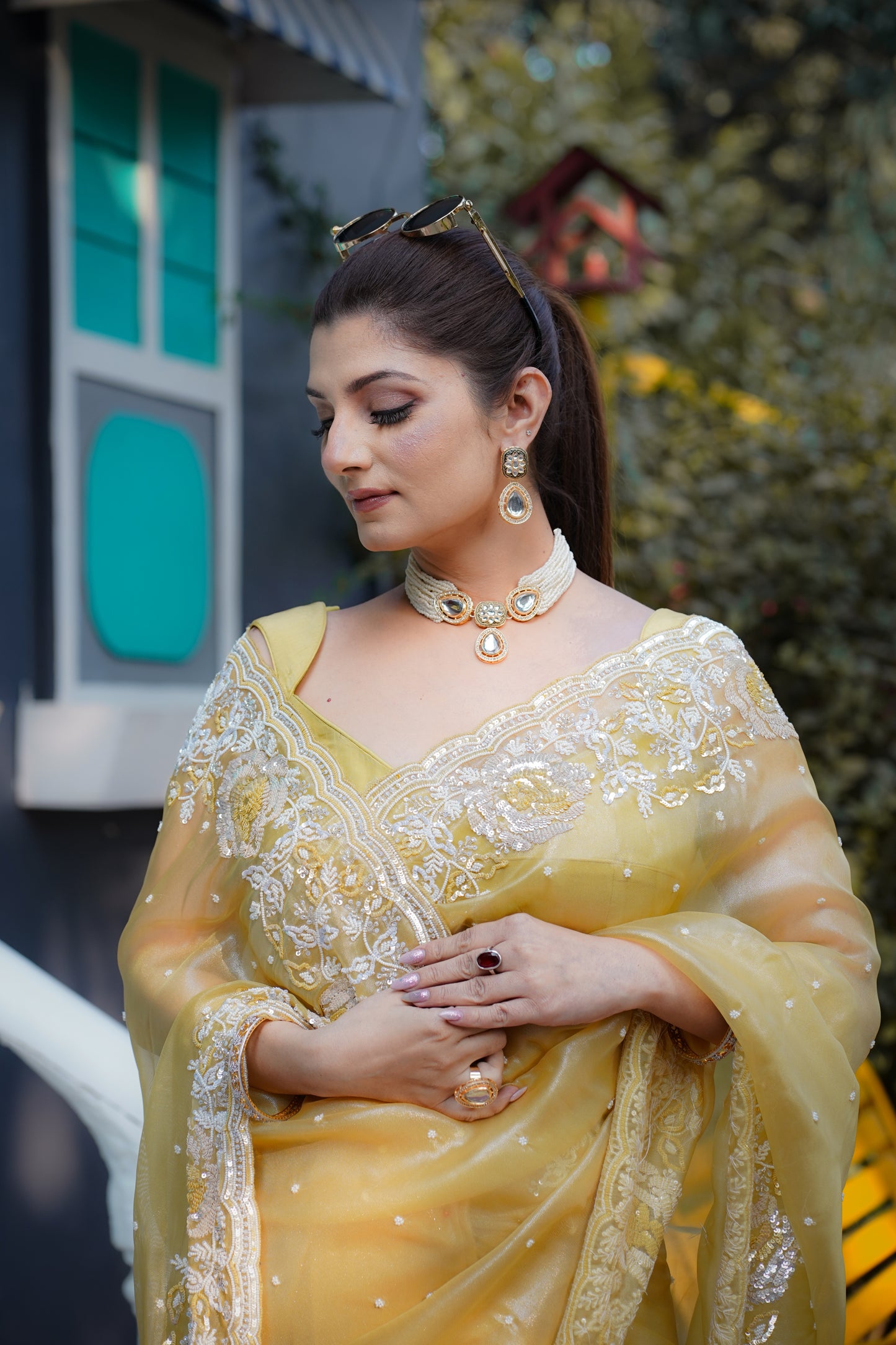 Lemon tissue saree