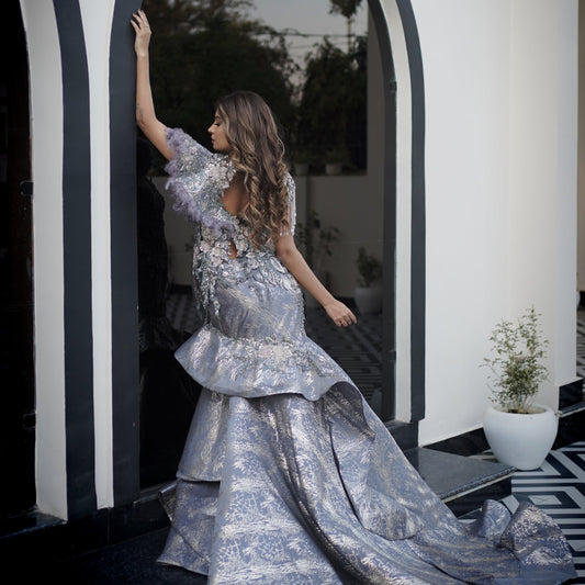 Grey Trail Red Carpet Lehenga