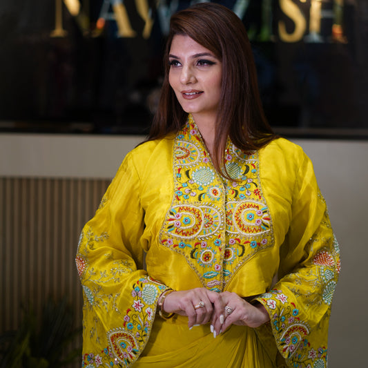 Noor-E-Amaltas – Hand Embellished Yellow Indo-Western Set
