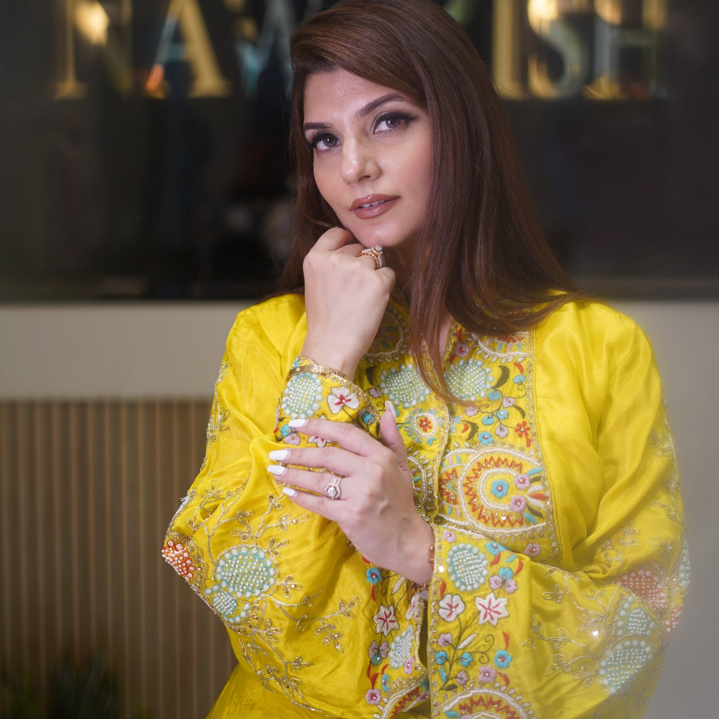 Noor-E-Amaltas – Hand Embellished Yellow Indo-Western Set