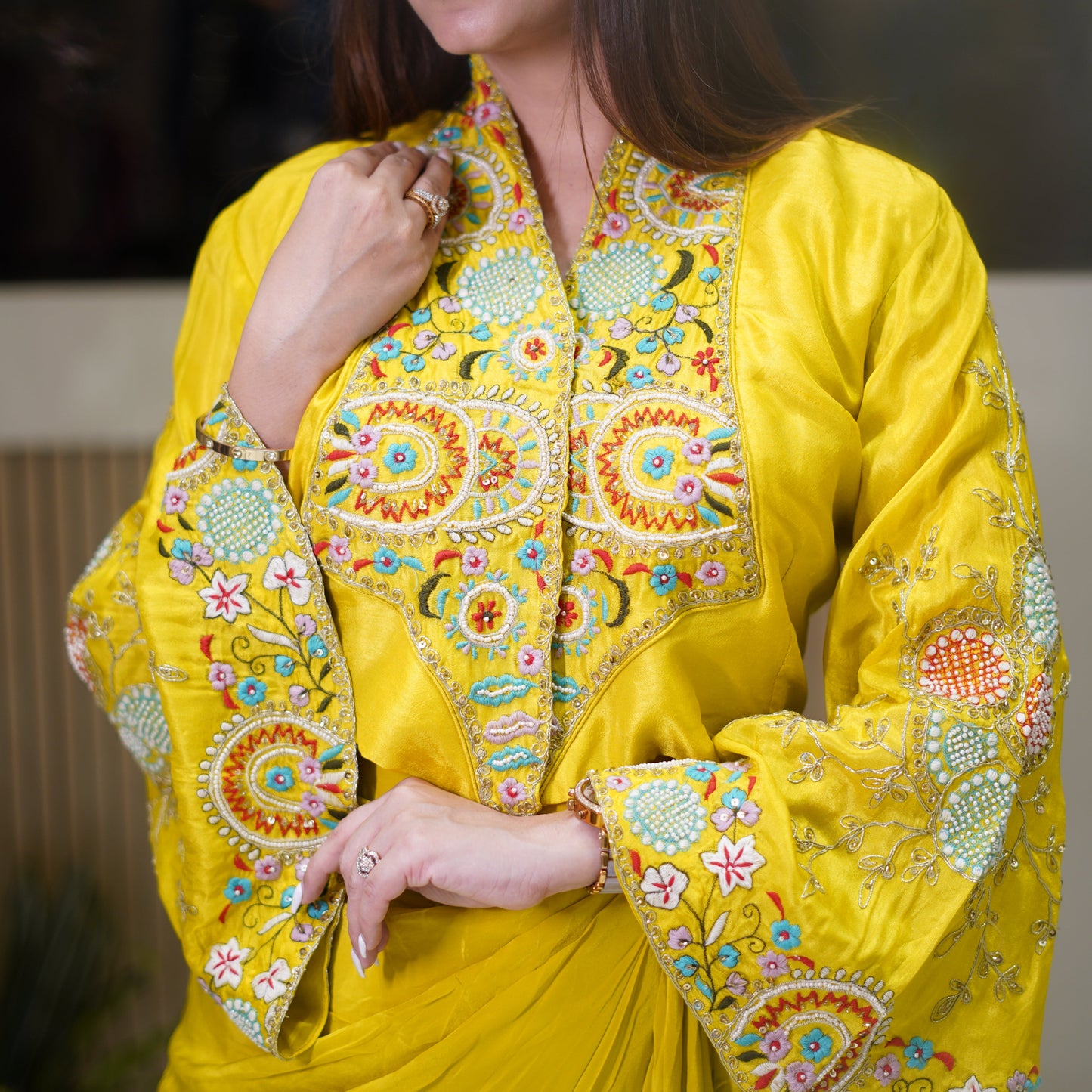 Noor-E-Amaltas – Hand Embellished Yellow Indo-Western Set