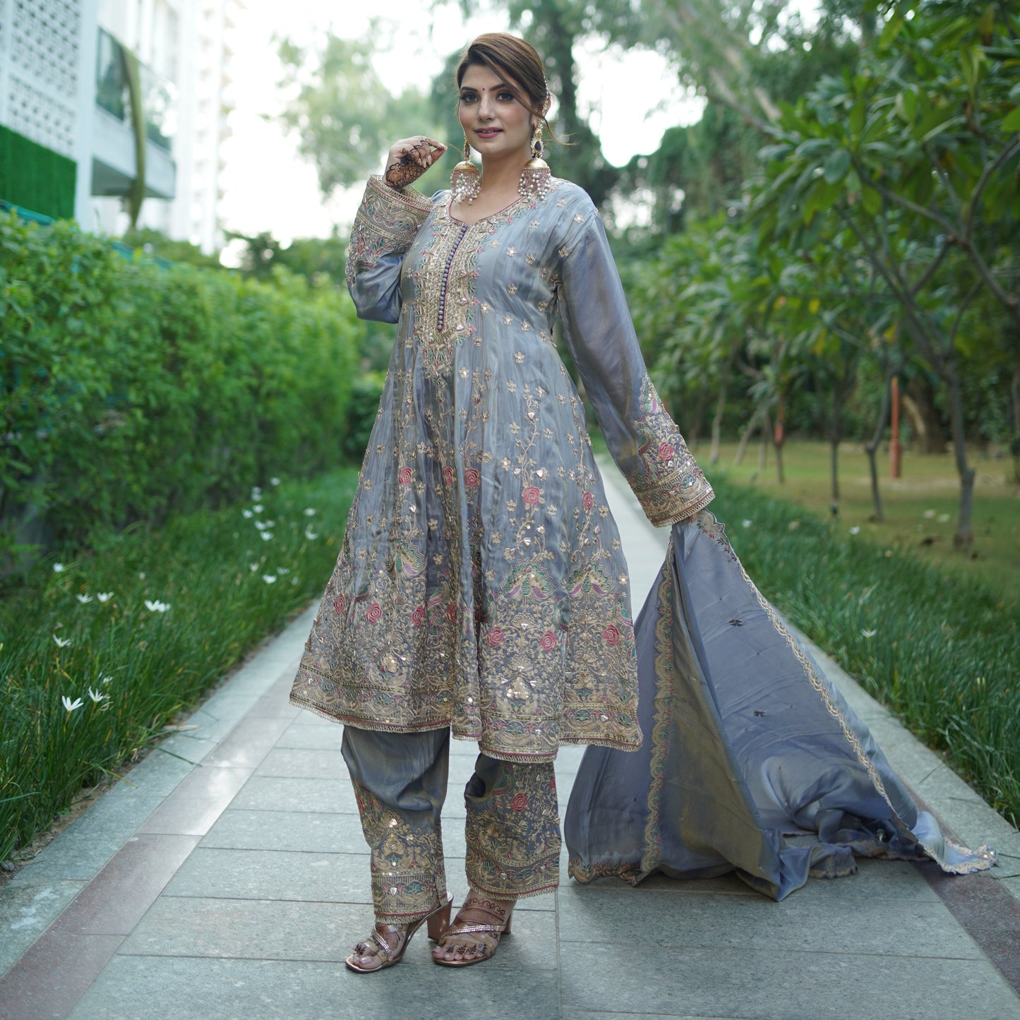 Gul-Lavender – Hand Embroidered Peplum Salwar Suit