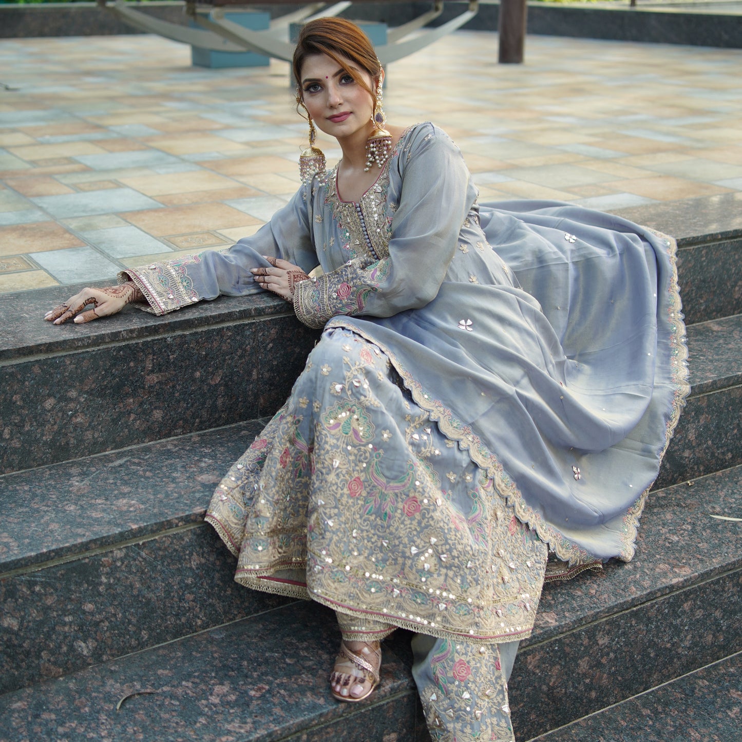 Gul-Lavender – Hand Embroidered Peplum Salwar Suit