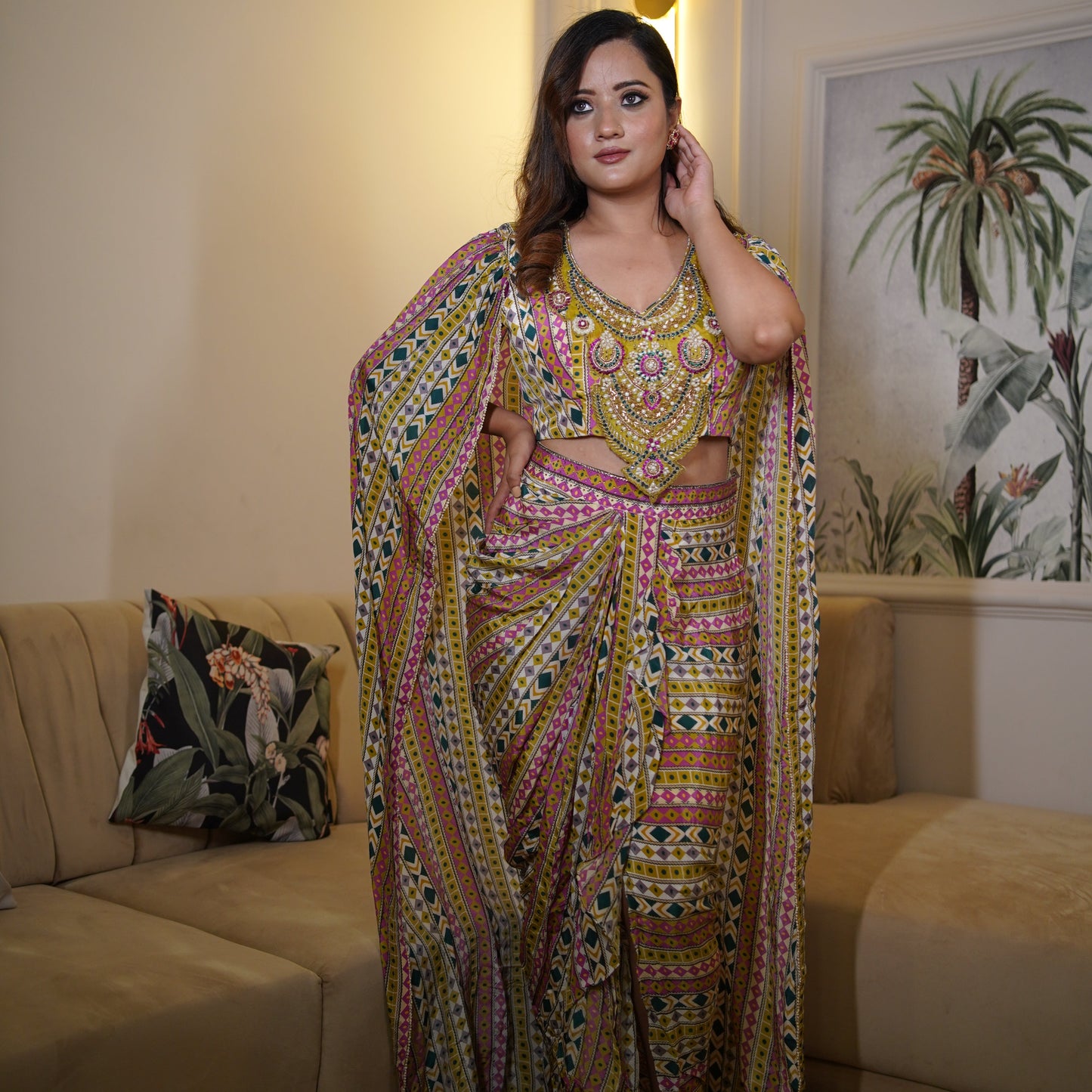 Ziya-Elaa – Hand Embellished Cape & Dhoti Set