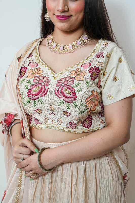 Ivory floral crop top