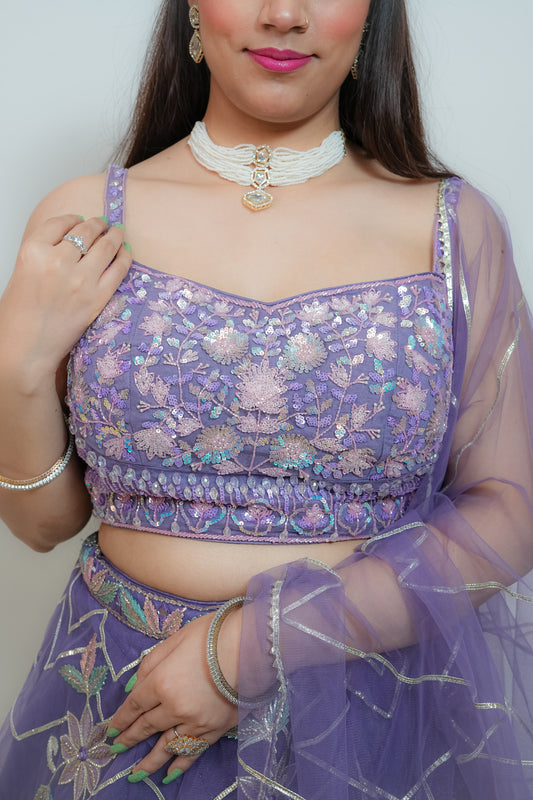Purple bloom crop top
