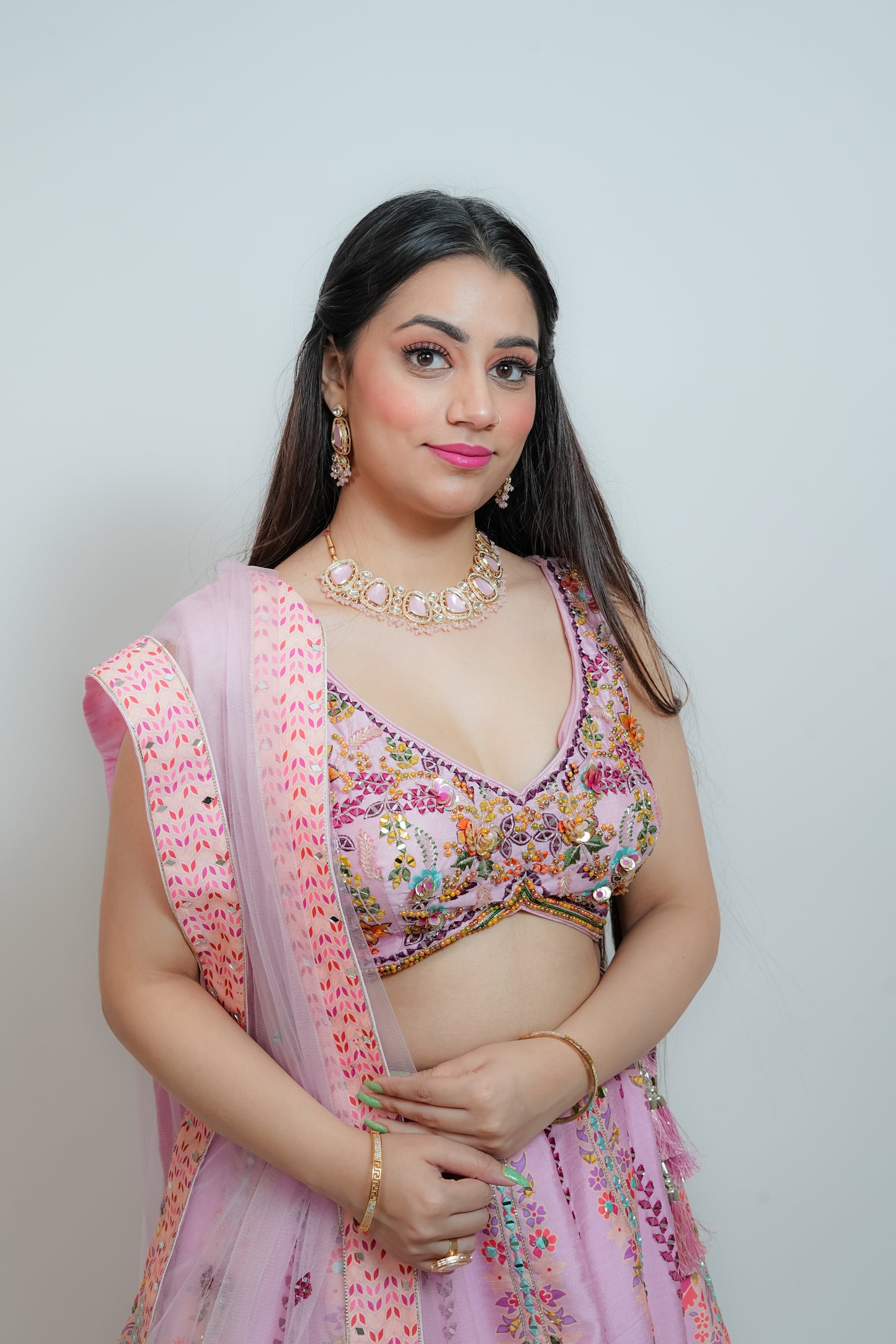 Floral pink crop top