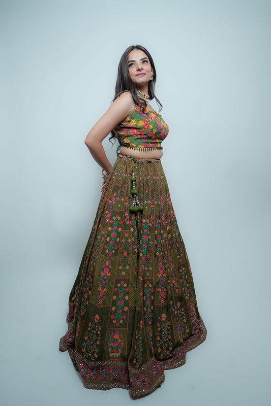Mehandi green crop top