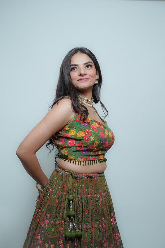 Mehandi green crop top