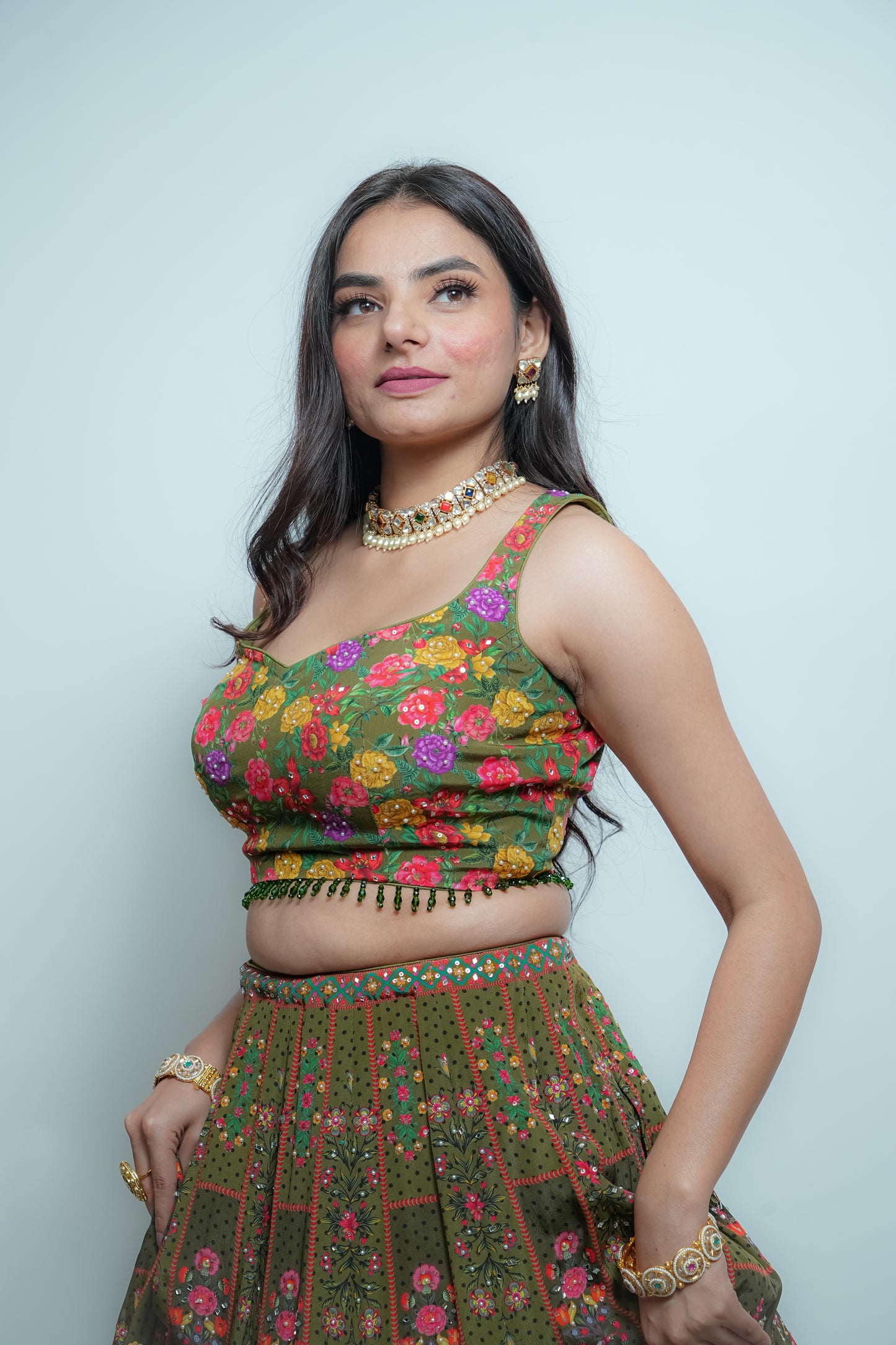 Mehandi green crop top