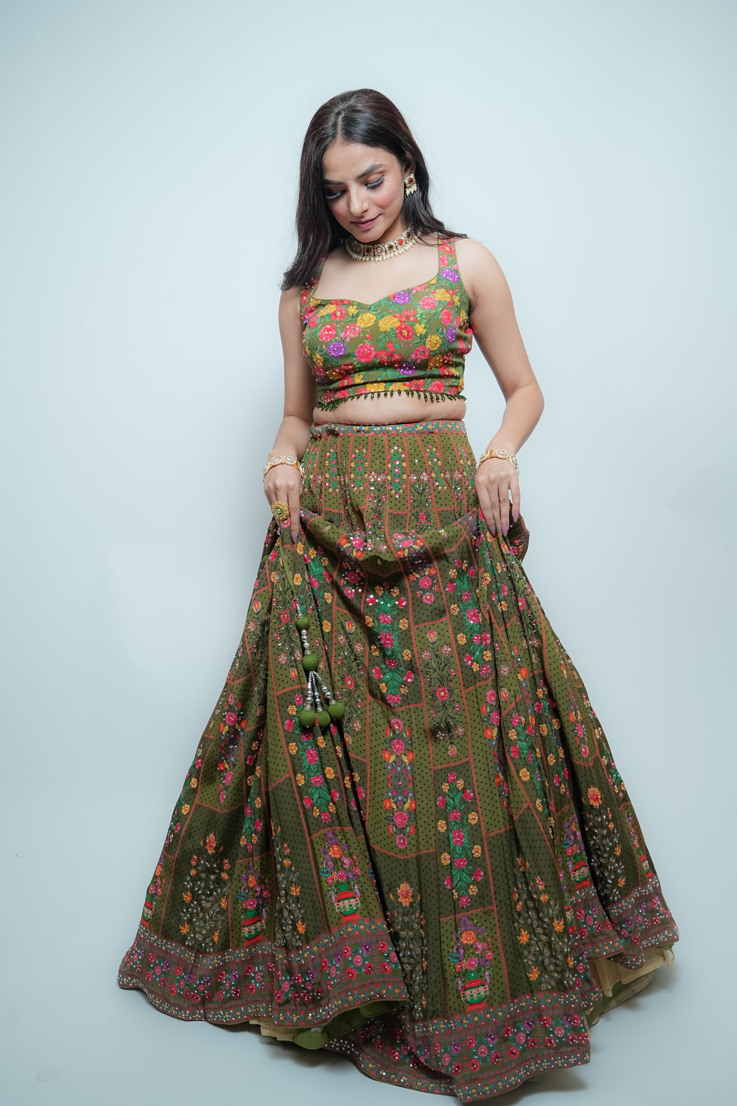 Mehandi green crop top