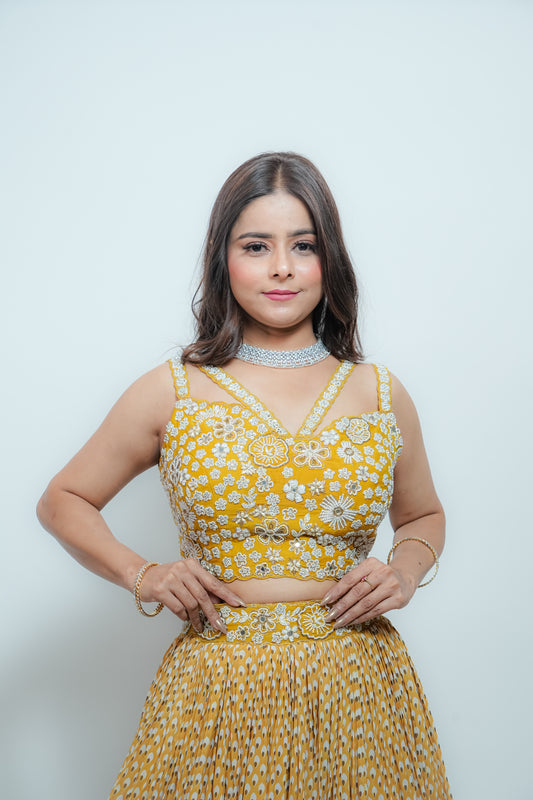 Mustard bloom crop top