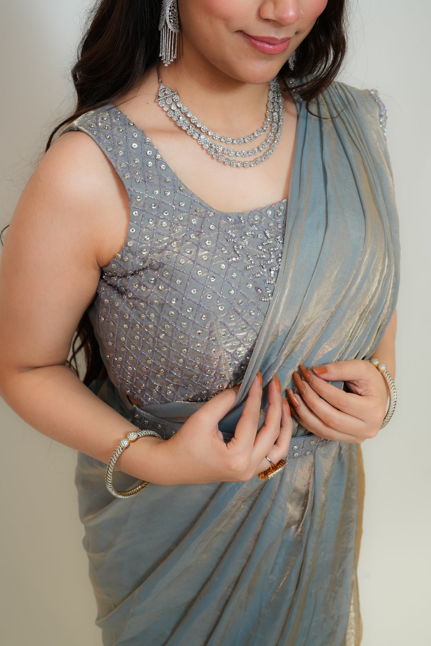 Gray mist drape saree
