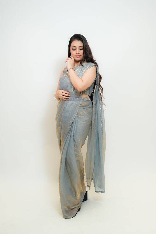 Gray mist drape saree