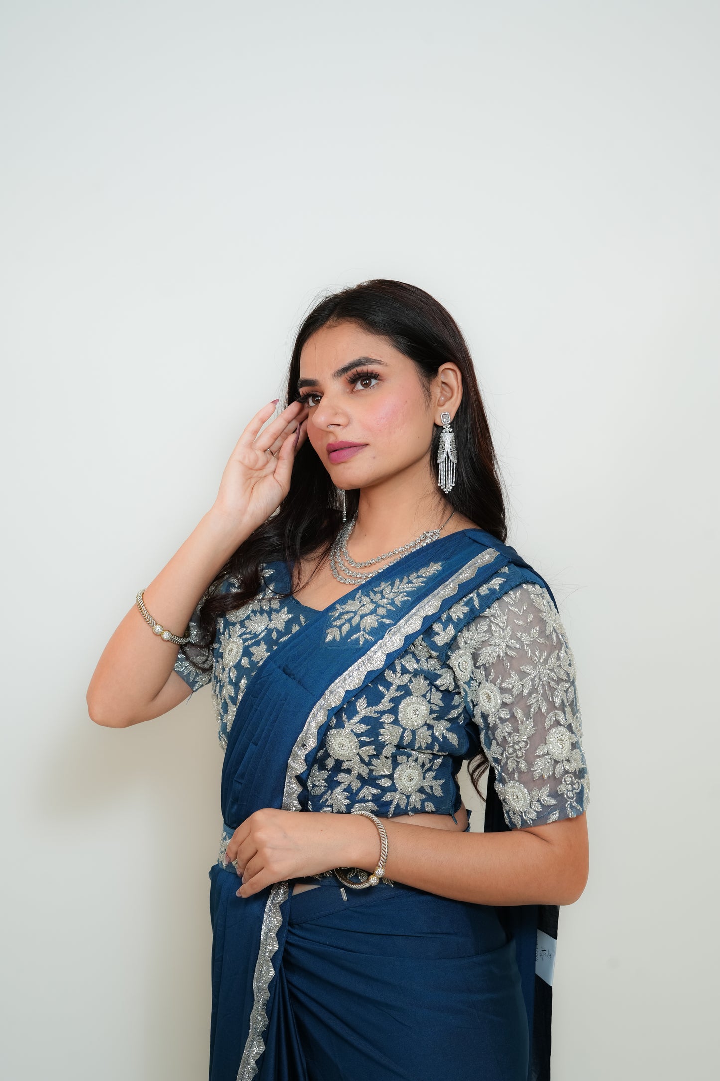 Teal grace drape saree