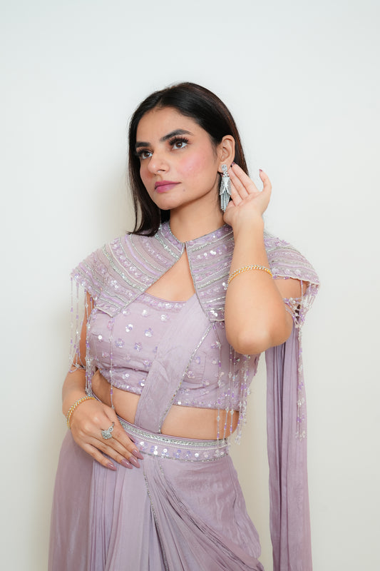 Lilac charm drape saree