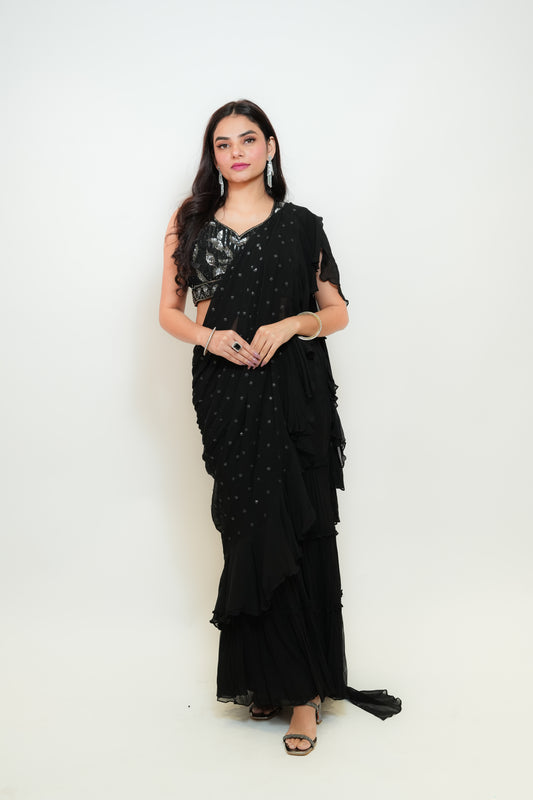 Black stardust drape saree