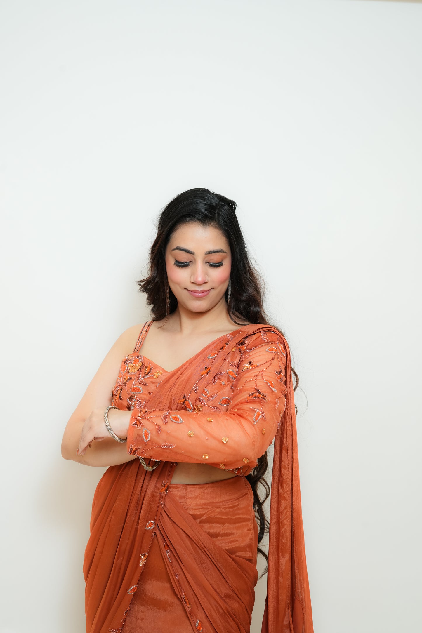 Rusty radiance drape saree
