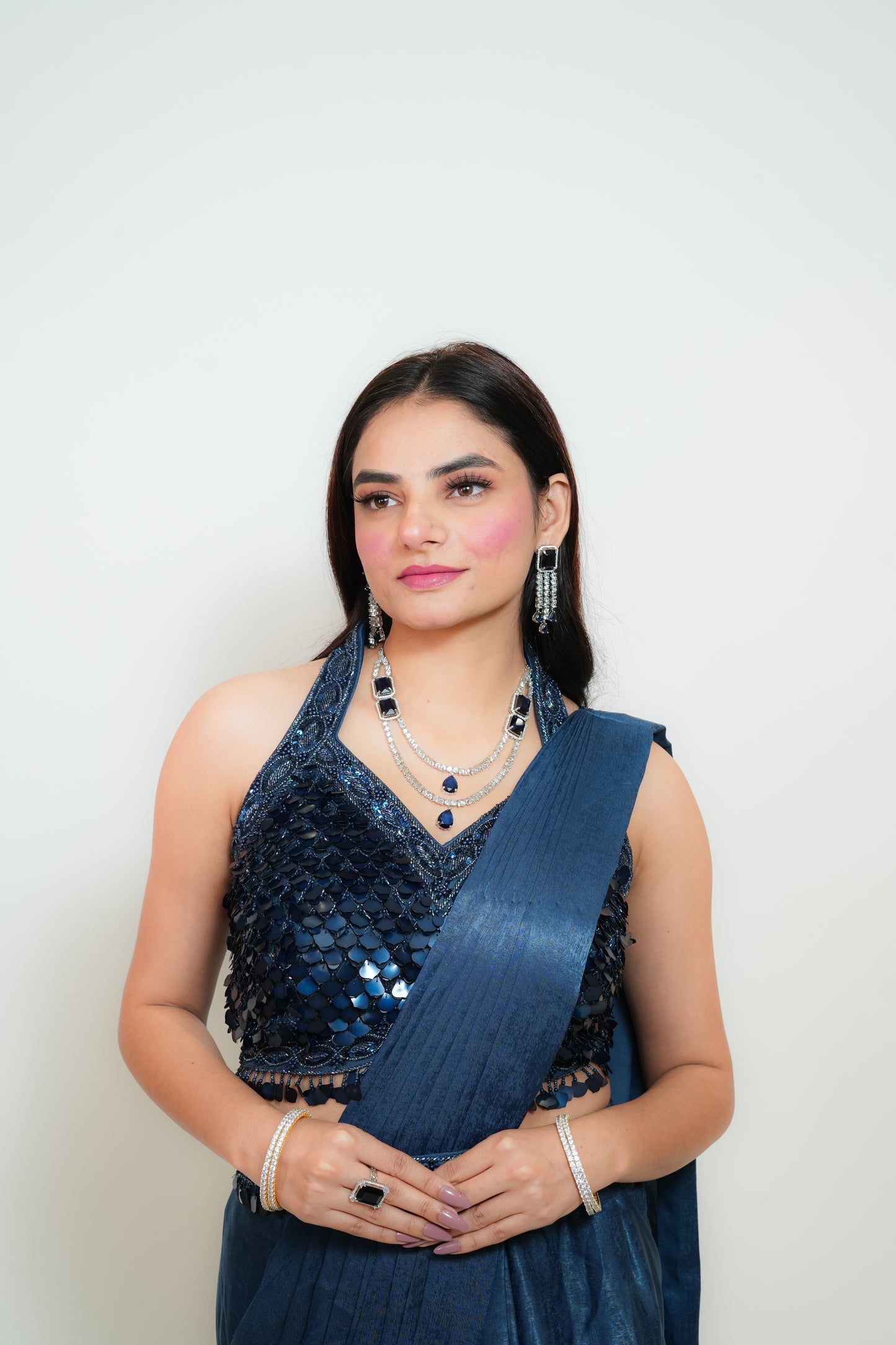 Blue drape magic saree
