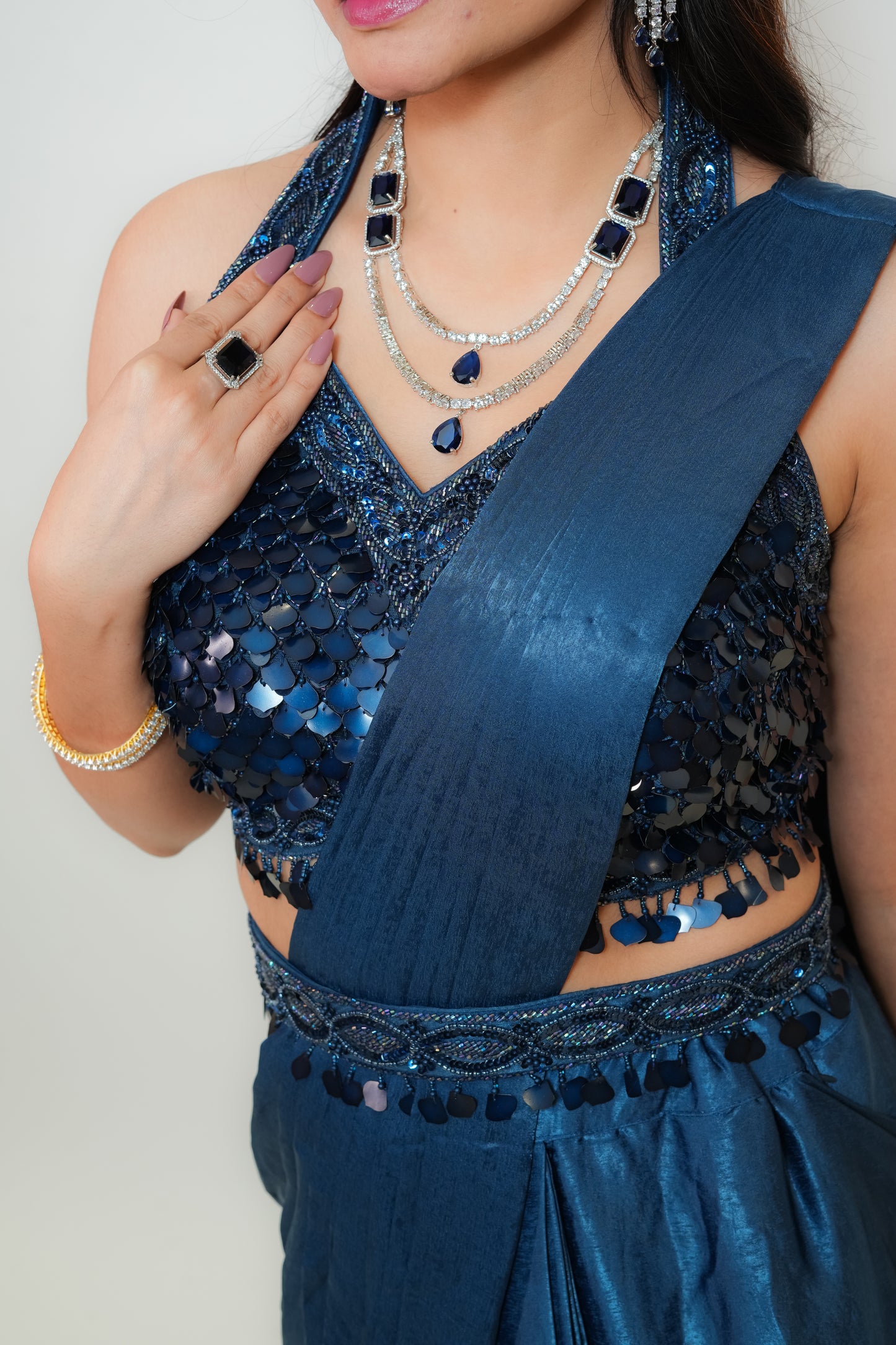Blue drape magic saree