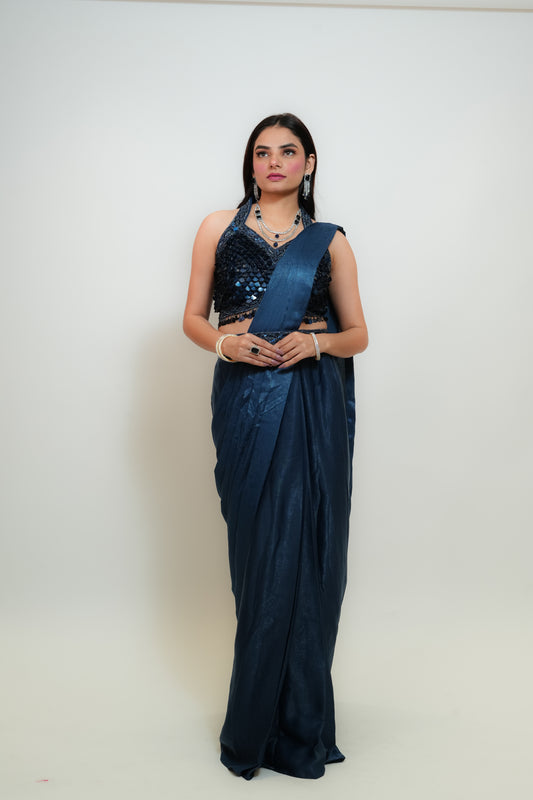 Blue drape magic saree