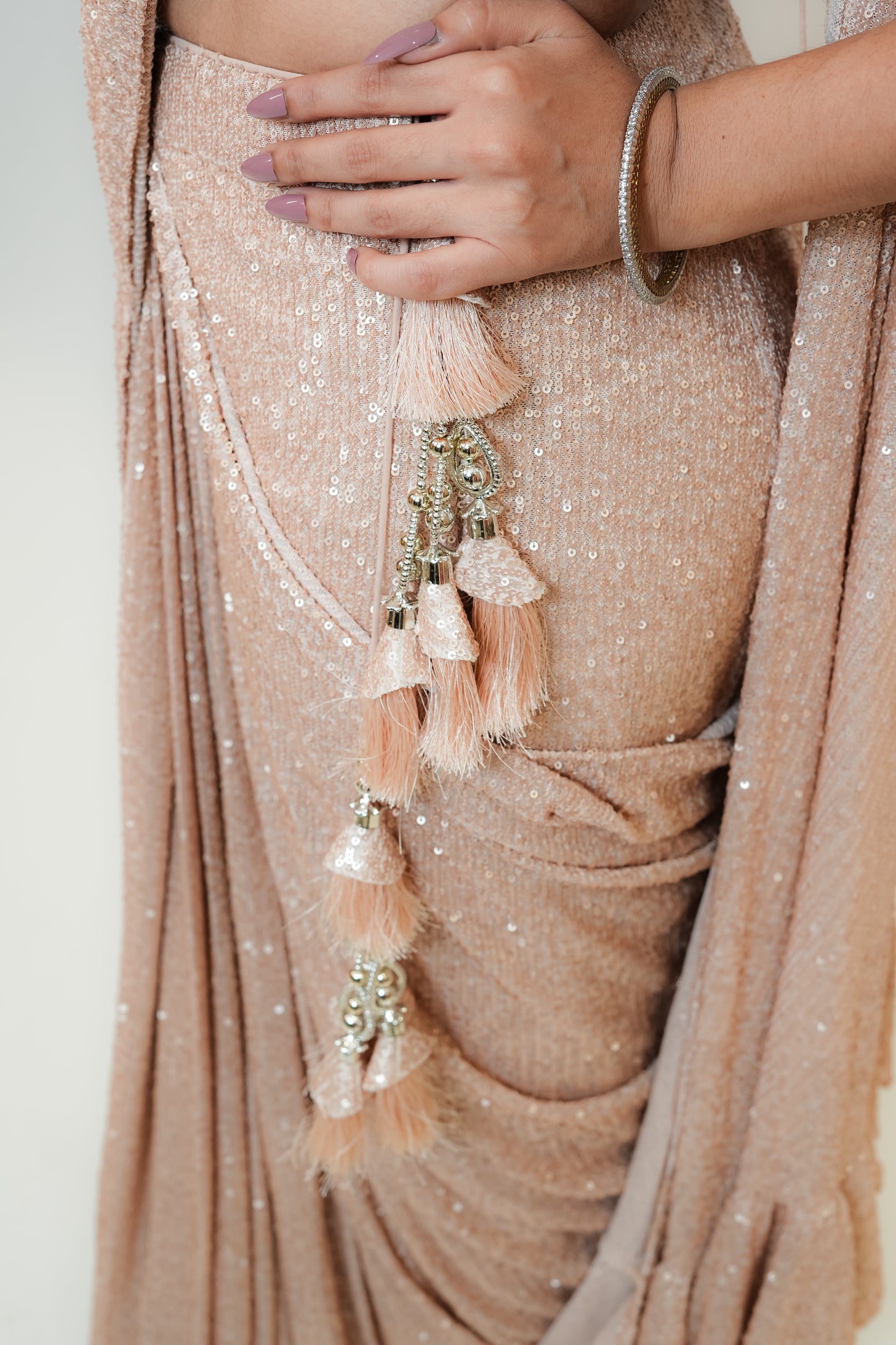 Golden mist drape saree