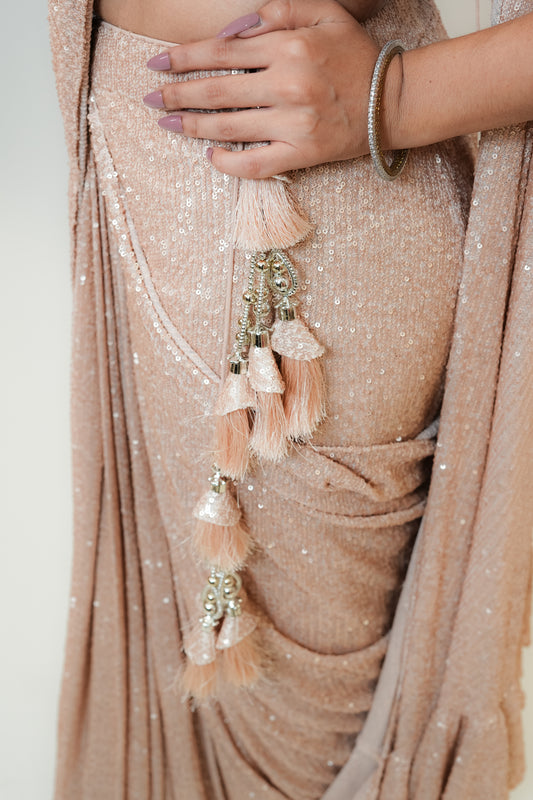 Golden mist drape saree