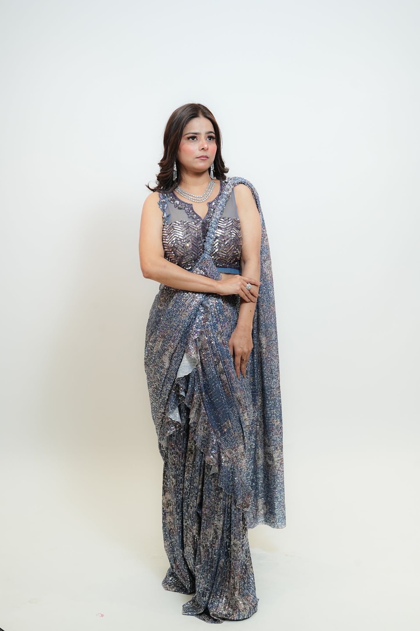 Sequenced drape saree