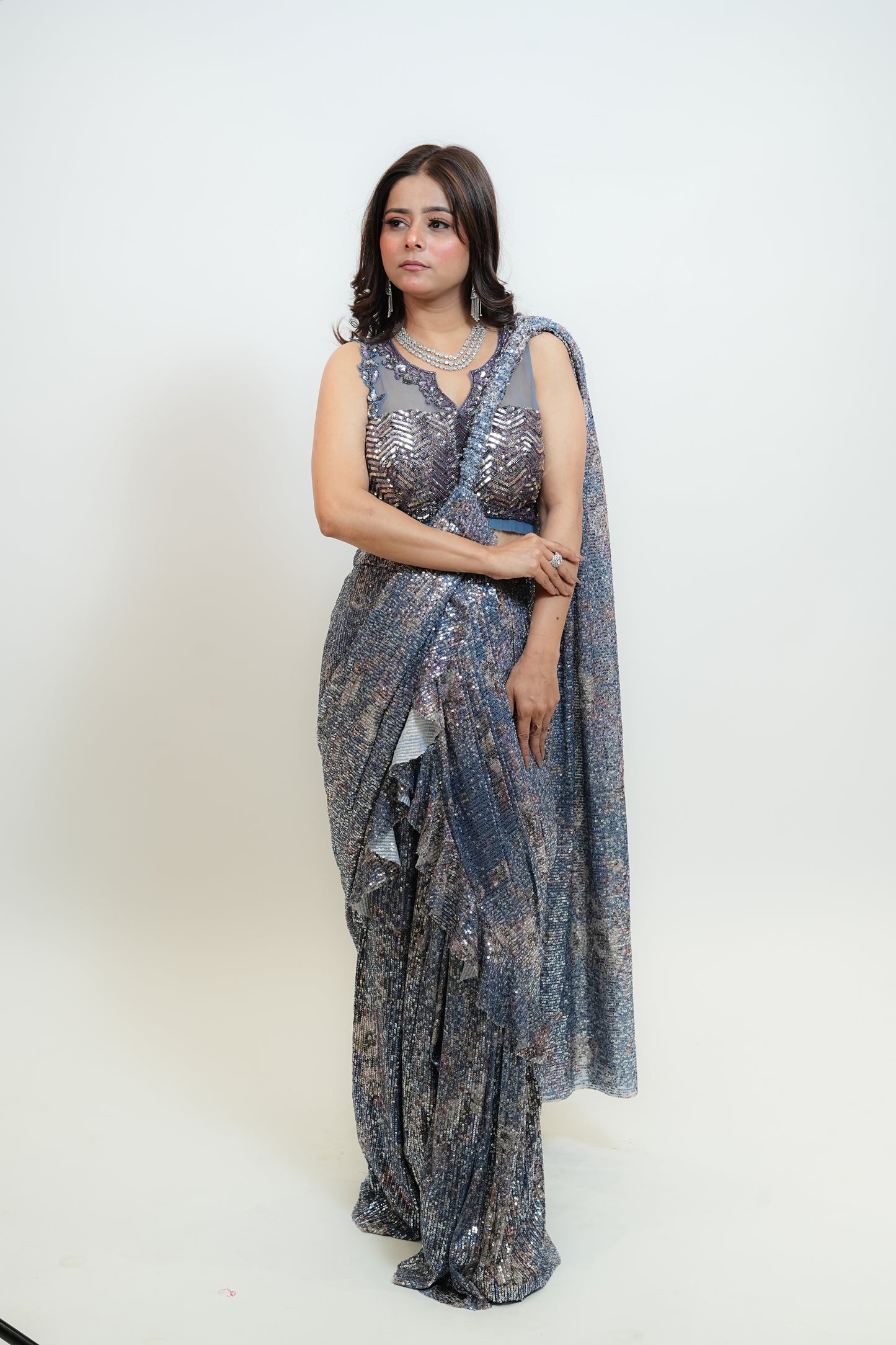 Sequenced drape saree