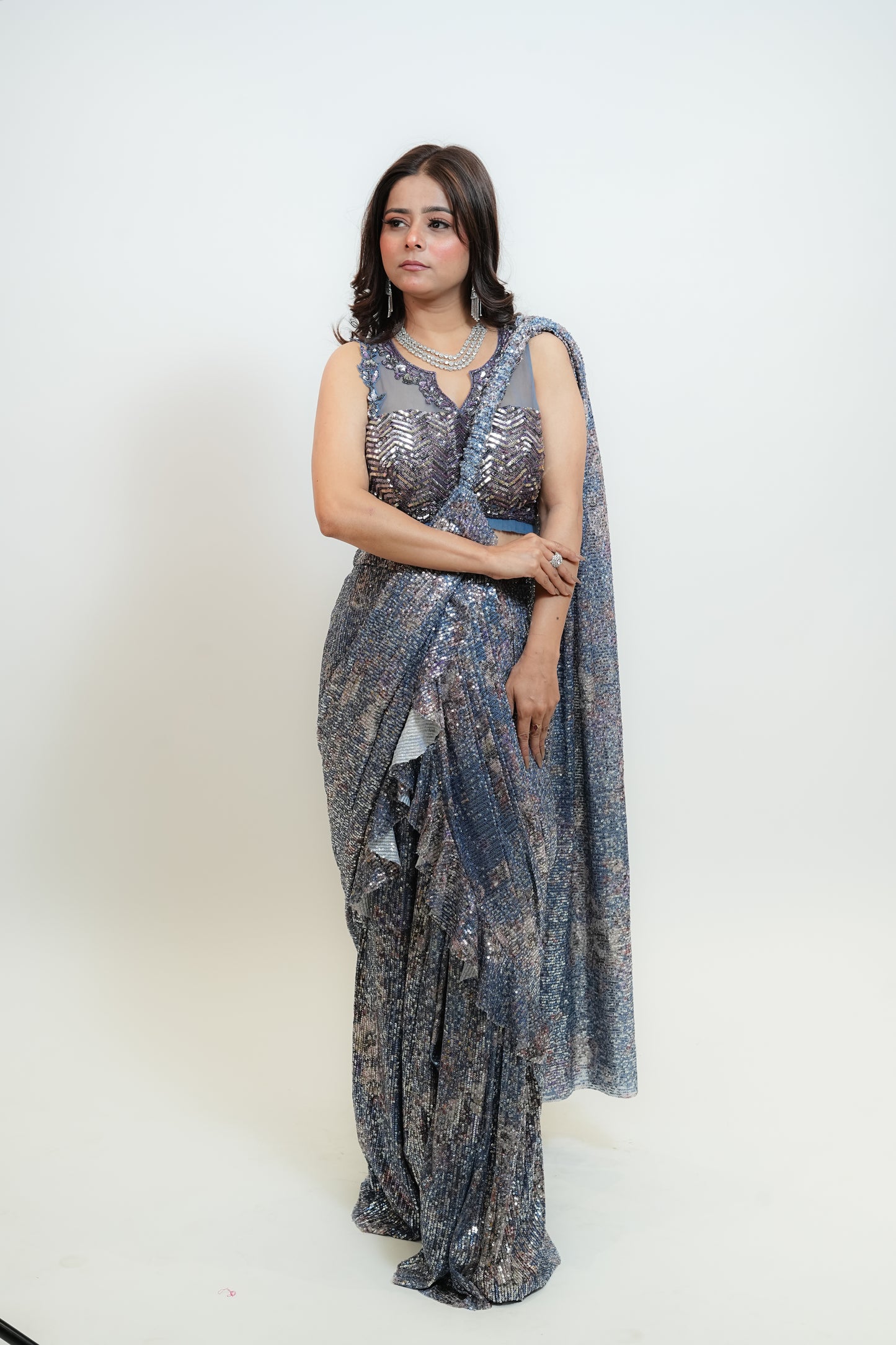 Sequenced drape saree