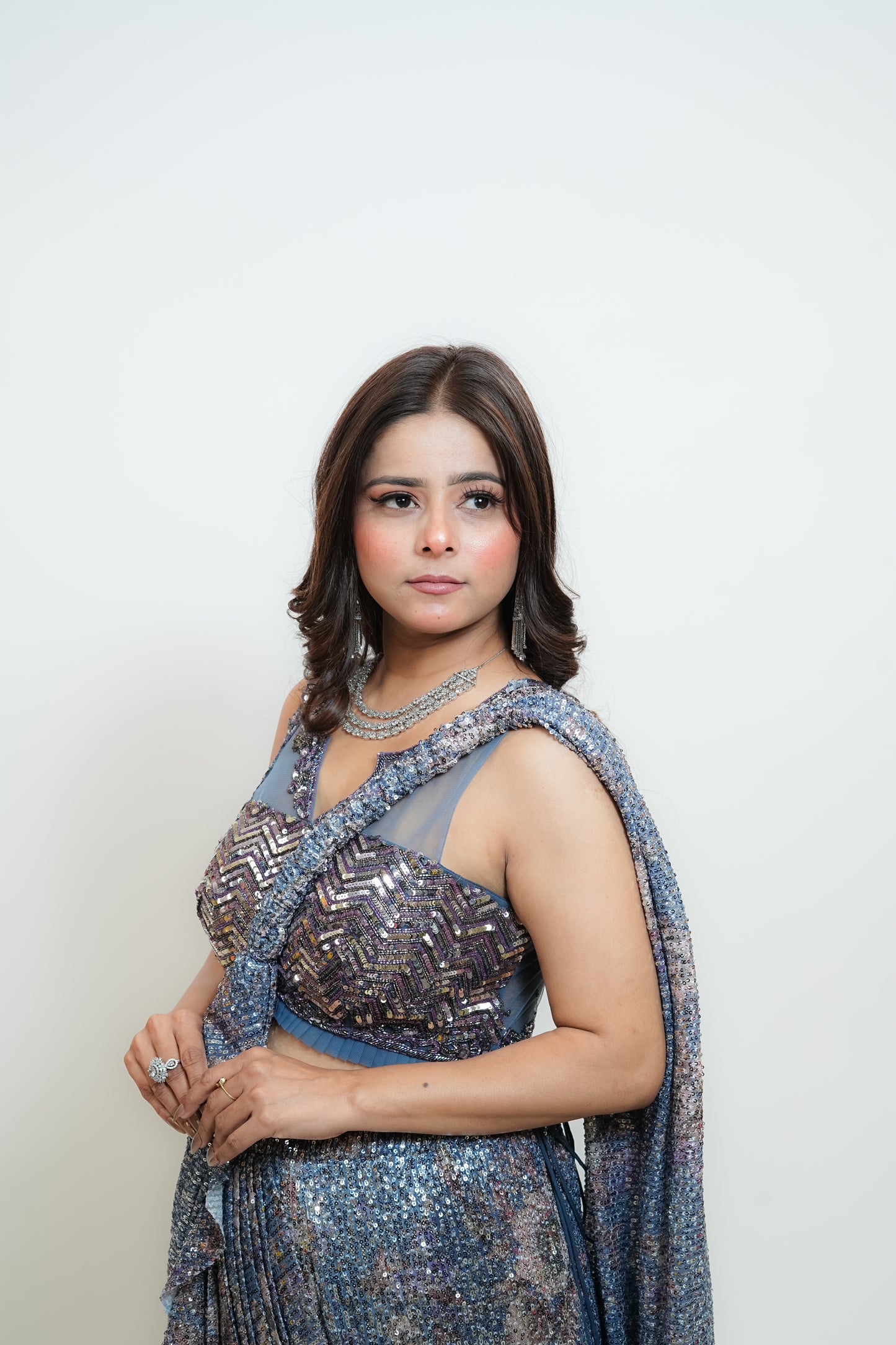 Sequenced drape saree